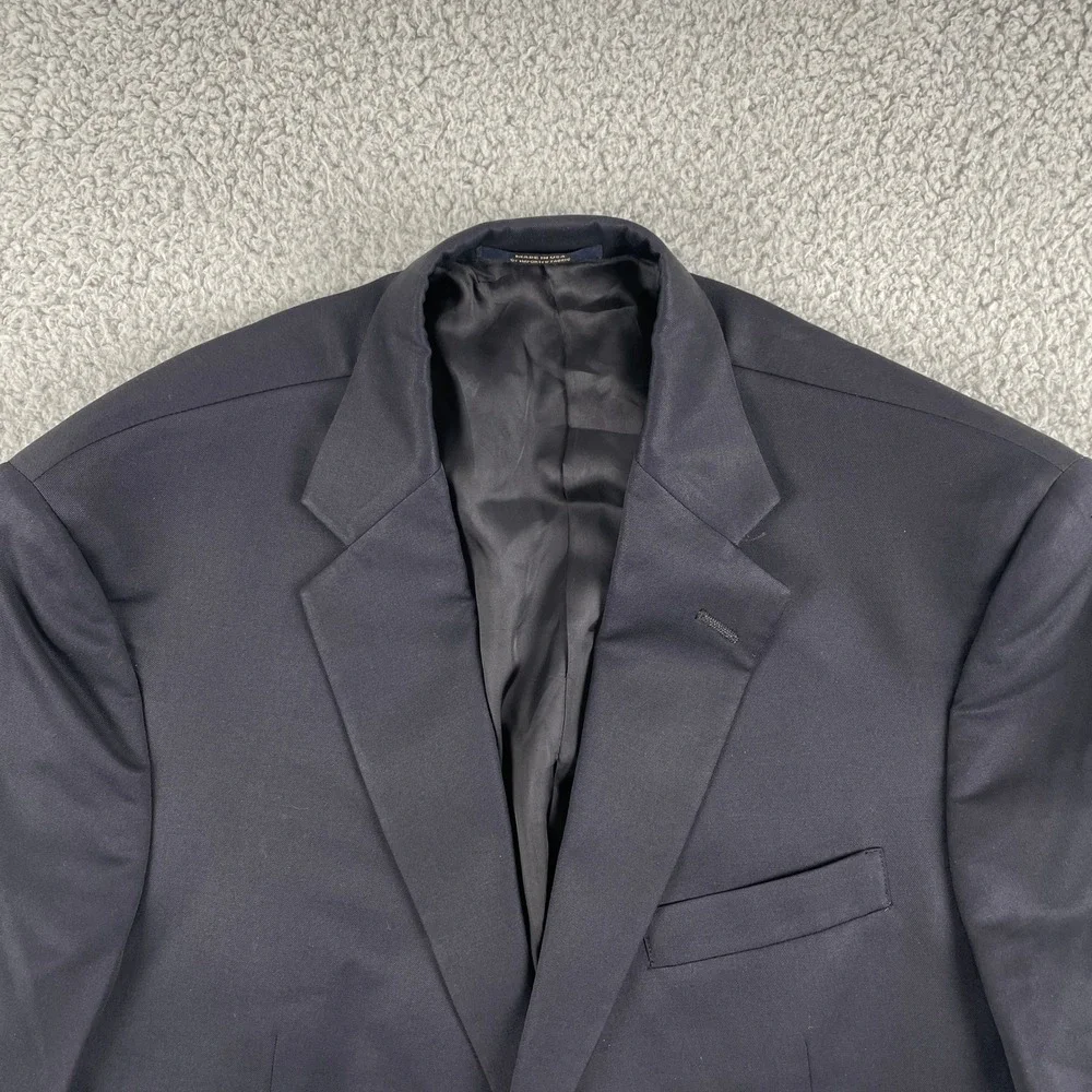 Hart Schaffner Marx Gold Blazer Mens 42R Navy Blue Sport Coat Vintage Jacket USA